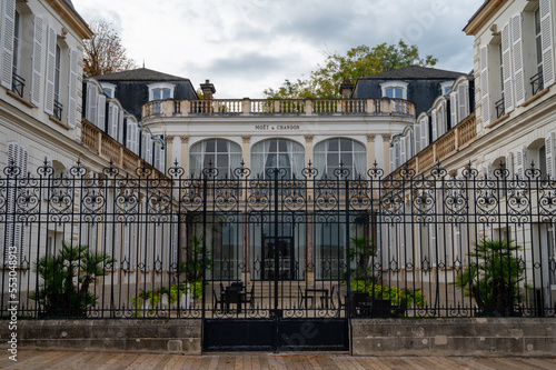 Beautiful French architecture in Champagne sparkling wine making town Epernay, Champagne, France photo