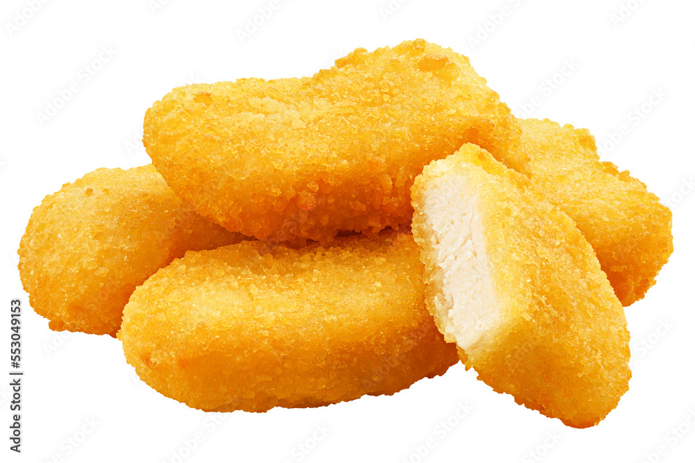 Nuggets isolated on white background, clipping path, full depth of field Nuggets isolated on white background, clipping path, full depth of field
