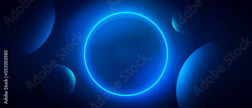 Blue Neon Color Ring On Dark Background