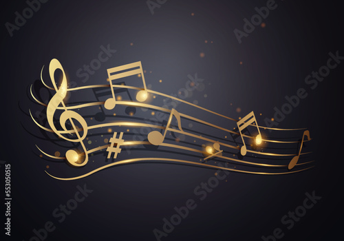 Shiny Golden Stave And Music Concept