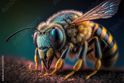 Bee, extreme close-up, Generative AI  © Kris Kashtanova