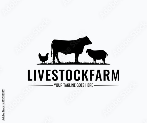 Vintage livestock farm animal logo design. Animal farm logo design