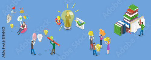 3D Isometric Flat Vector Conceptual Illustration of Creativity and Innovations, Big Idea to Solve Business Problem © TarikVision