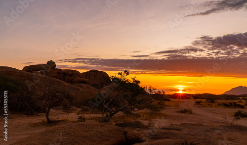 beautiful sunset in the Spitzkoppe national parka in Namibia