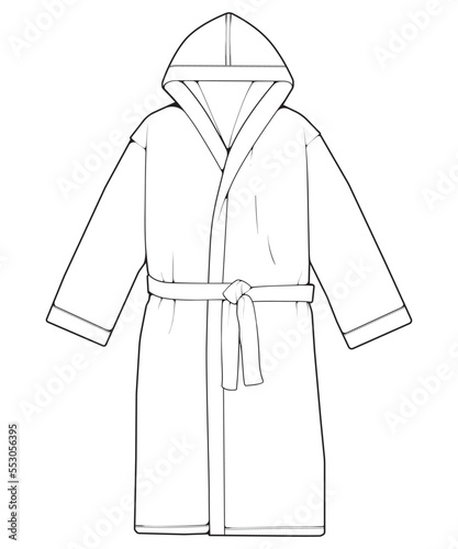 Bathrobe vector lineart .Outline vector bathrobe isolated on white background for coloring book.