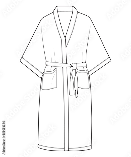 Bathrobe vector lineart .Outline vector bathrobe isolated on white background for coloring book. © asiah