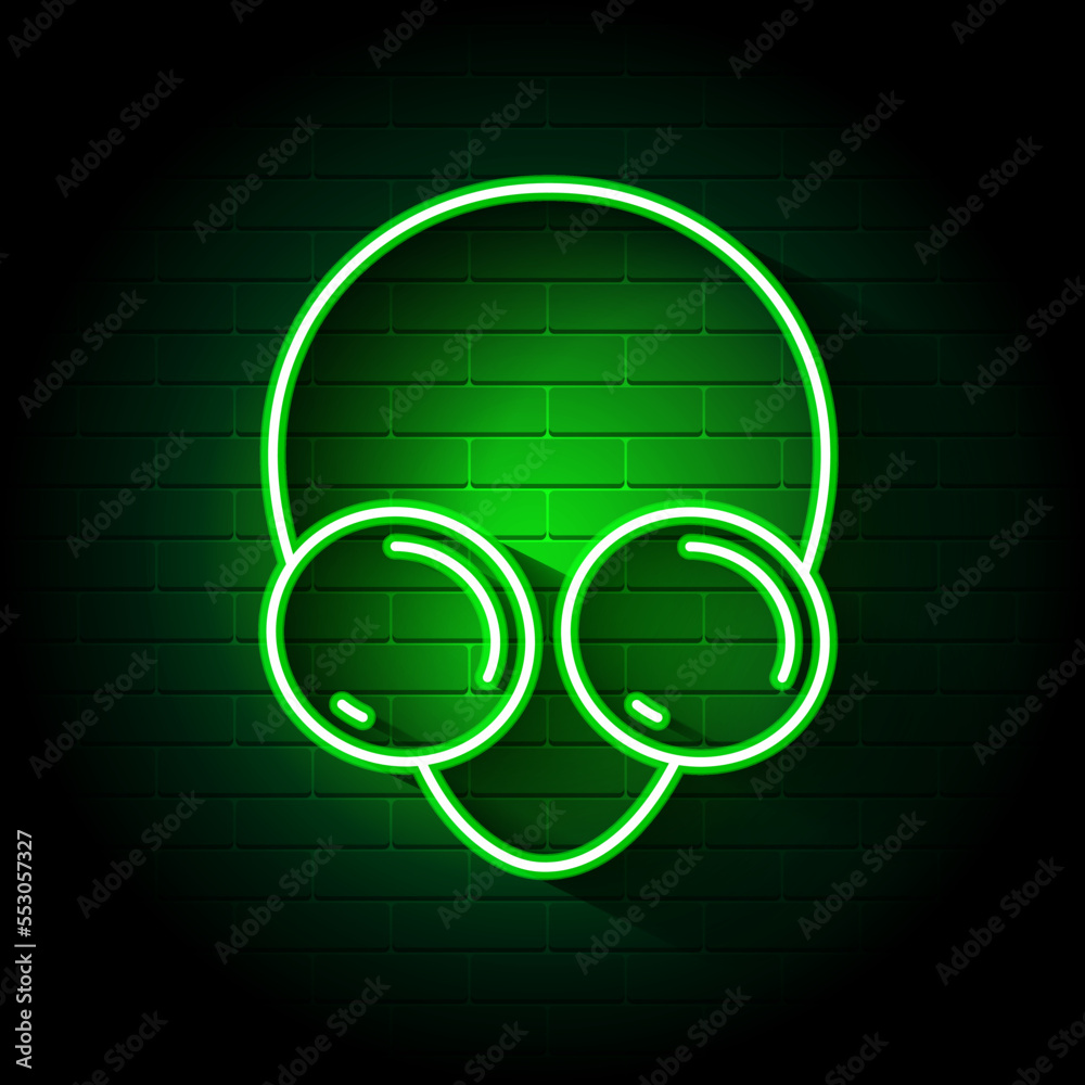Fotografie neon alien face cartoon character, vector logo
