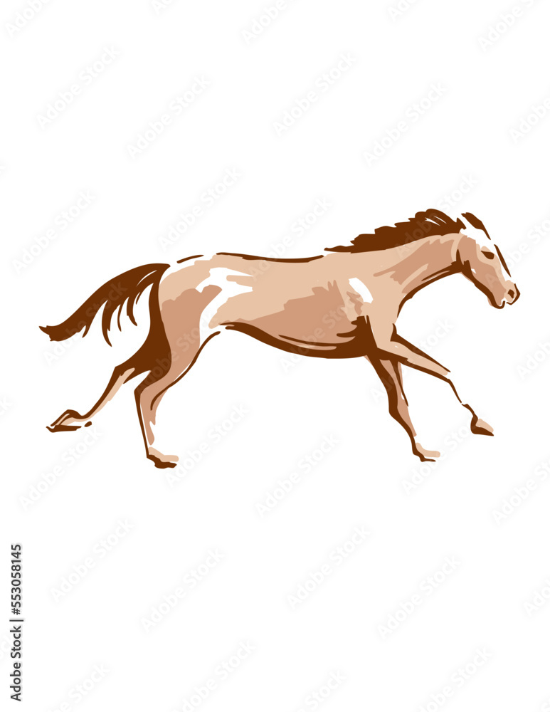 running horse isolated on white