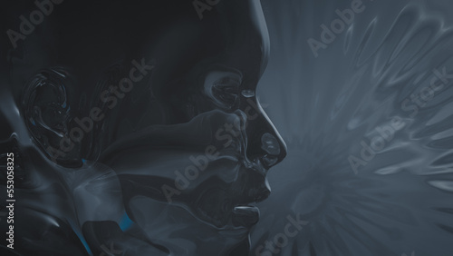Stylized 3d illustration of a human face. Side view