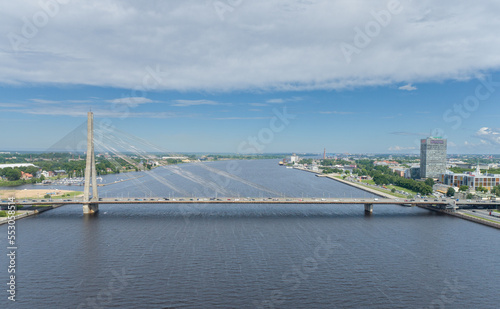 Vansu Bridge over the Dauguva river in Riga, Latvia