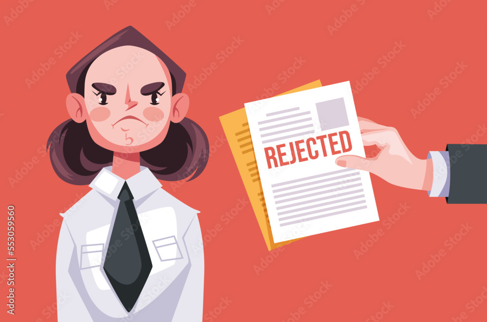Rejected feedback document rejection fail office business worker. Vector flat graphic design element concept illustration Rejected feedback document rejection fail office business worker. Vector flat graphic design element concept illustration