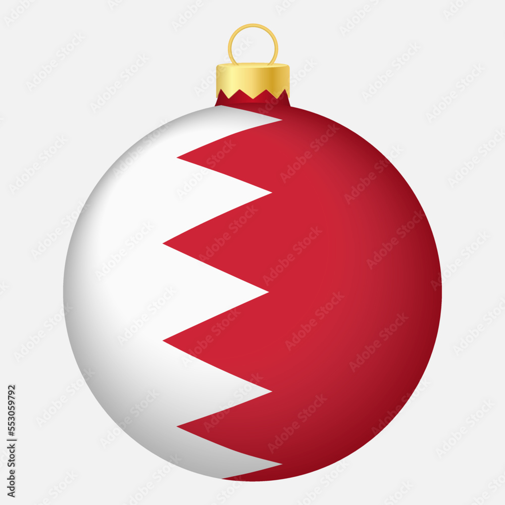 Christmas tree ball with Bahrain flag. Icon for Christmas holiday Christmas tree ball with Bahrain flag. Icon for Christmas holiday