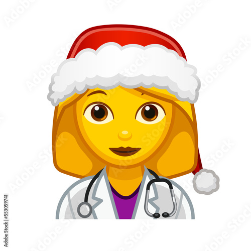 Christmas female doctor or nurse Large size of yellow emoji face