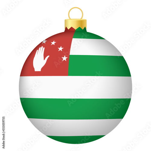 Christmas tree ball with Abkhazia flag. Icon for Christmas holiday