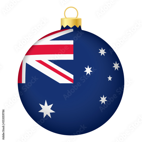 Christmas tree ball with Australia flag. Icon for Christmas holiday
