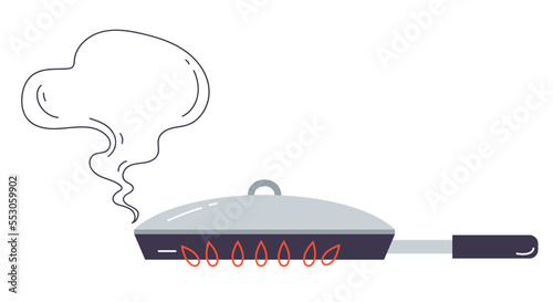 Cooking boil pot pan boiling water. Vector flat graphic design element concept illustration