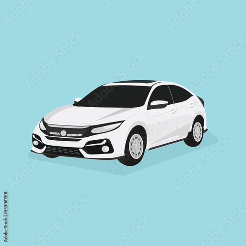 Realistic sedan car vector 3d design. transportation on isolated background illustration.