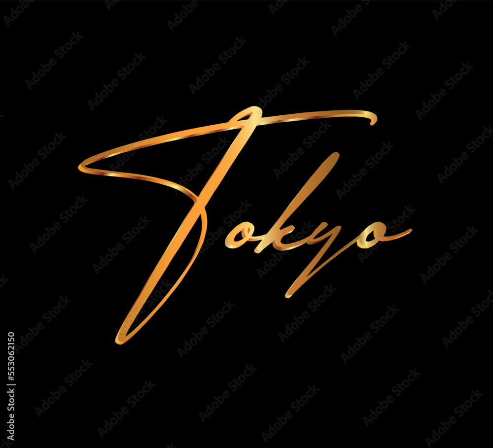 decorative 3d gold tokyo text on black background decorative 3d gold tokyo text on black background