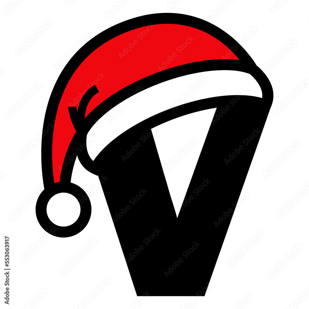 logotipo-con-letra-inicial-v-con-gorro-pap-noel-lineal-para-su-uso-en