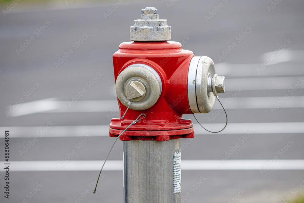 Bright red isolated fire hydrant.
