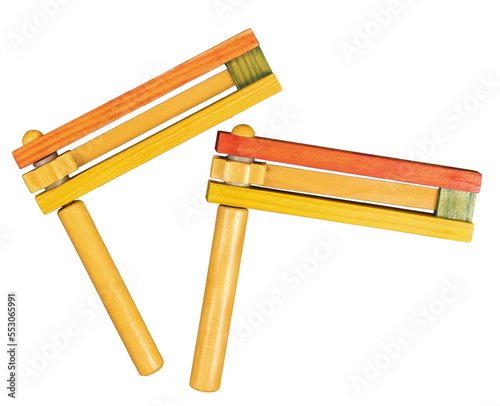 Judaism and religious holiday with wooden noisemaker or gragger (a traditional toy) for purim celebration holiday (jewish holiday) photo