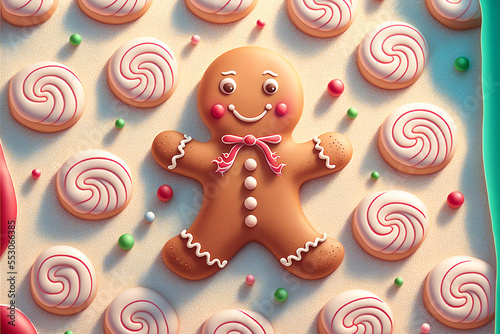 Gingerbread cookie Christmas holiday. Generative Ai