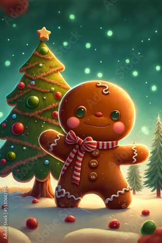 Gingerbread cookie Christmas holiday. Generative Ai