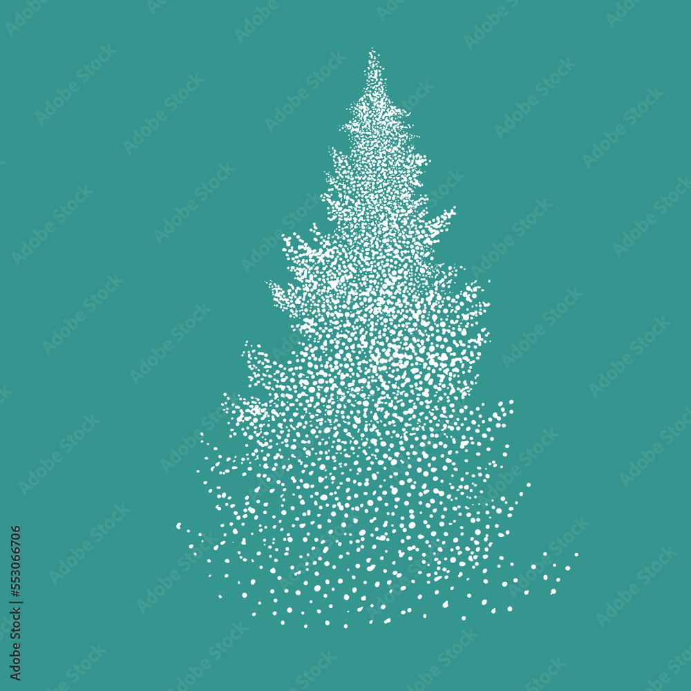 Christmas tree made of white dots. Vector illustration