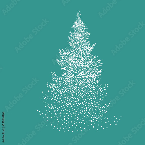 Christmas tree made of white dots. Vector illustration