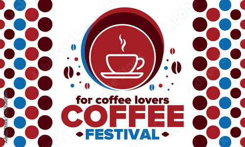 Coffee Festival. For coffee lovers. Event for professionals in the coffee industry. Cafes, restaurants and coffee roasters. Trainings for baristas from staff schools. Creative Illustration. Vector