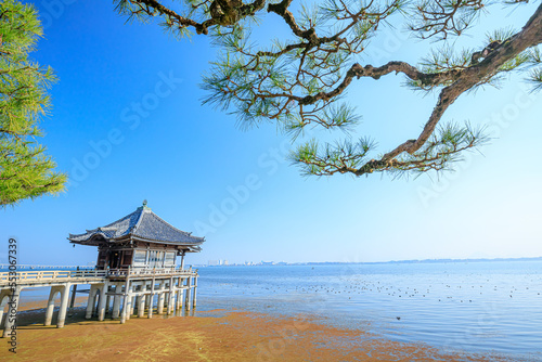                                                 Mangetsuji Ukimido in autumn. Shiga Prefecture  Otsu City.