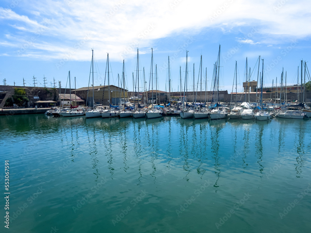 The motor boats at the port of Civitavecchia. The motor boats at the port of Civitavecchia.
