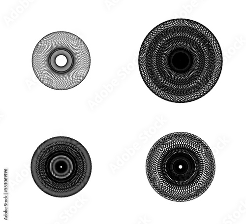intricate circular pattern set isolated on white background