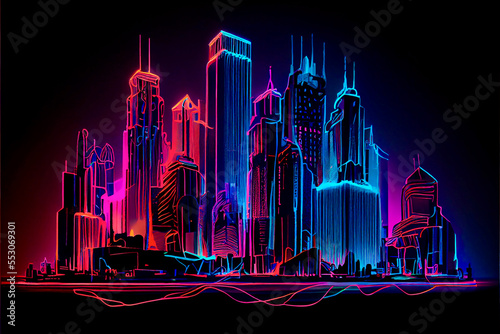 Generative AI abstract render of a fantasy skyline