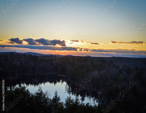 Sunset Mountain Landscape Views from Dickinson Fire Tower Petersburg NY Dec 2022
