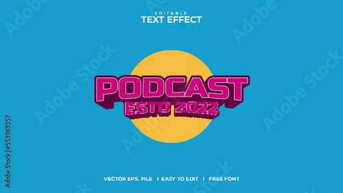 Editable podcast text effect vector design