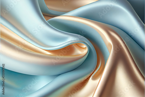 abstract pastel gold and blue wavey swirl silk background