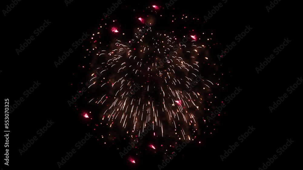 fireworks show. New year's eve fireworks celebration. 4K New year eve fireworks celebration loop seamless of real fireworks background. abstract Multicolor golden shining glowing fireworks show with 