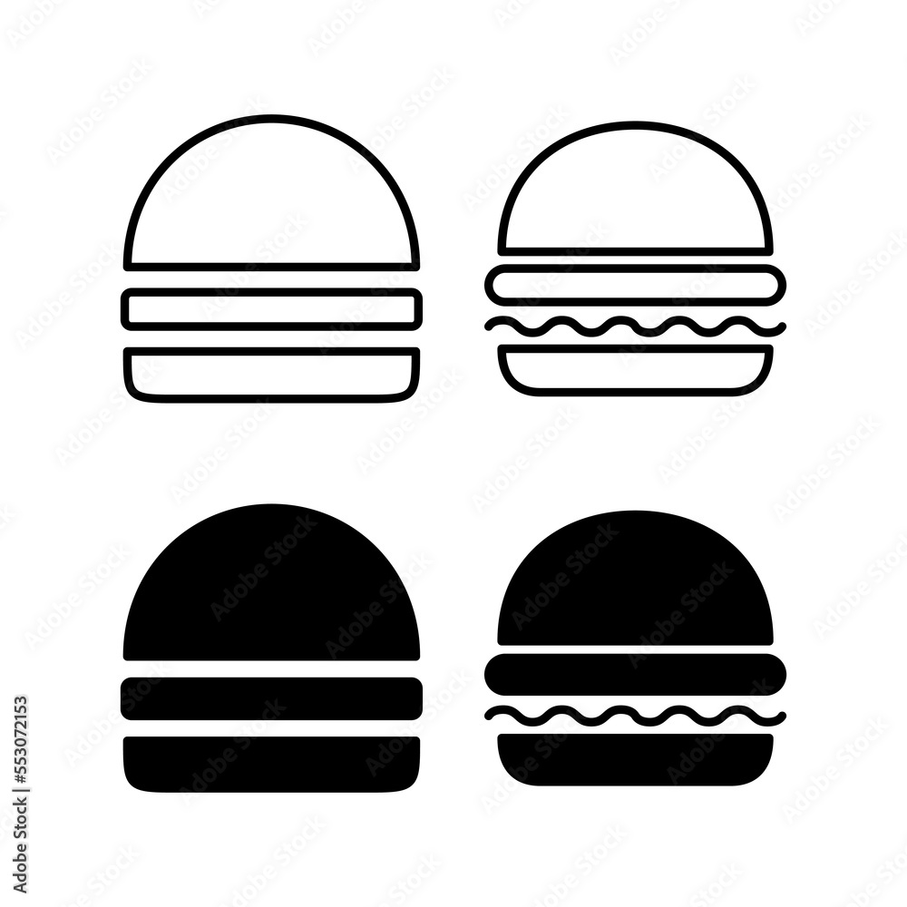 Burger icon vector for web and mobile app. burger sign and symbol. hamburger Burger icon vector for web and mobile app. burger sign and symbol. hamburger