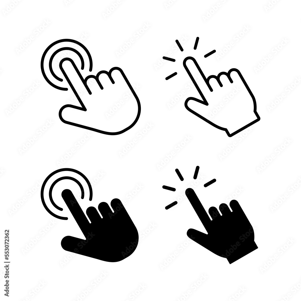 Hand click icon vector for web and mobile app. pointer sign and symbol. hand cursor icon Hand click icon vector for web and mobile app. pointer sign and symbol. hand cursor icon