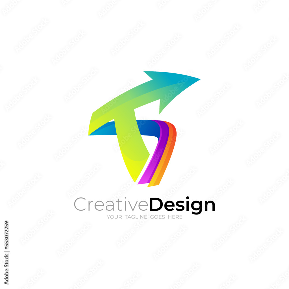 Letter T logo and arrow design combination, company logos Letter T logo and arrow design combination, company logos