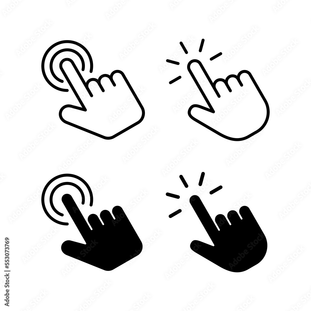 Hand click icon vector for web and mobile app. pointer sign and symbol. hand cursor icon Hand click icon vector for web and mobile app. pointer sign and symbol. hand cursor icon