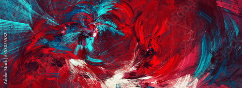 Fototapeta Naklejka Na Ścianę i Meble -  Bright artistic dynamic background. Abstract red painting. Fractal artwork for creative graphic design