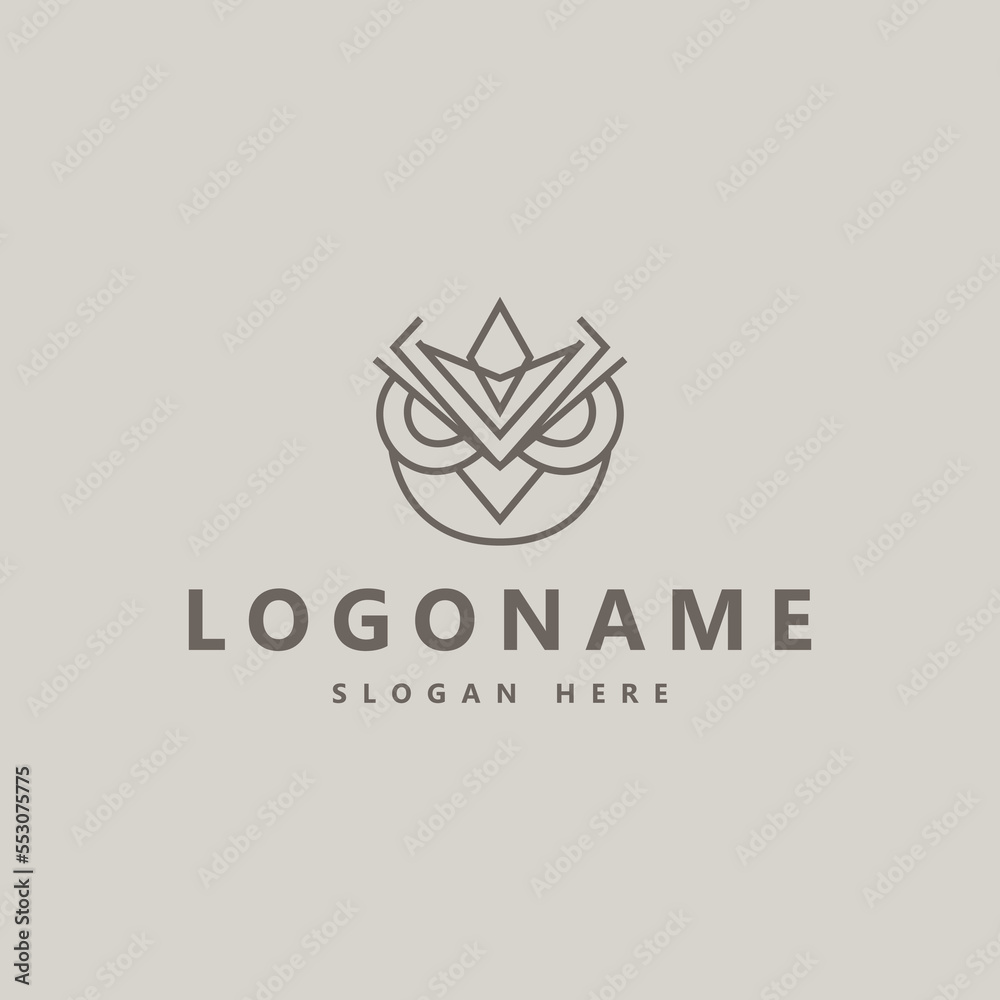 Fototapeta premium Owl King Minimalist Logo Design Vector