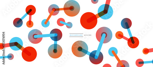 Abstract background. Round dots connected by lines. Trendy techno business template for wallpaper, banner, background or landing