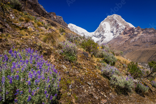 Huascaran Mountain massif in Cordillera Blanca, snowcapped Andes, Ancash, Peru © Aide
