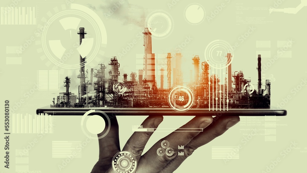 Foto de Future factory plant and inventive energy industry concept in ...