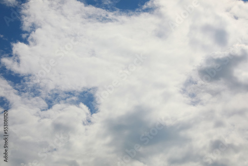 Picturesque view of beautiful blue sky with fluffy clouds