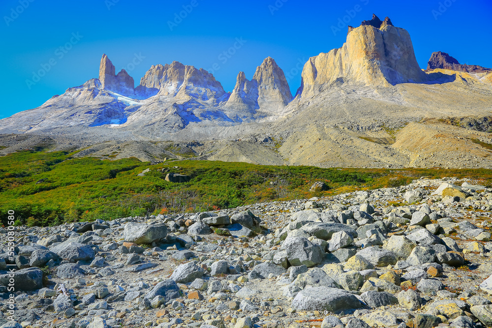 Horns of Paine and dramatic landscape, Torres Del Paine, Patagonia, Chile