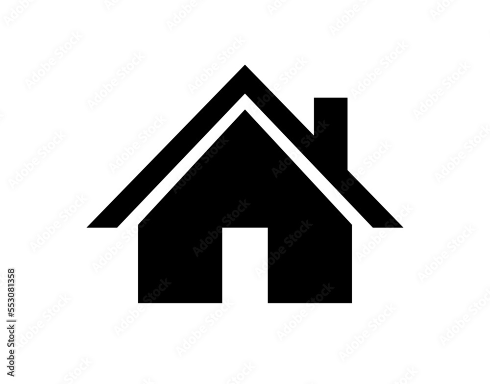 Home vector icon. House design in black indicating residential housing. Web symbol isolated on white background Home vector icon. House design in black indicating residential housing. Web symbol isolated on white background